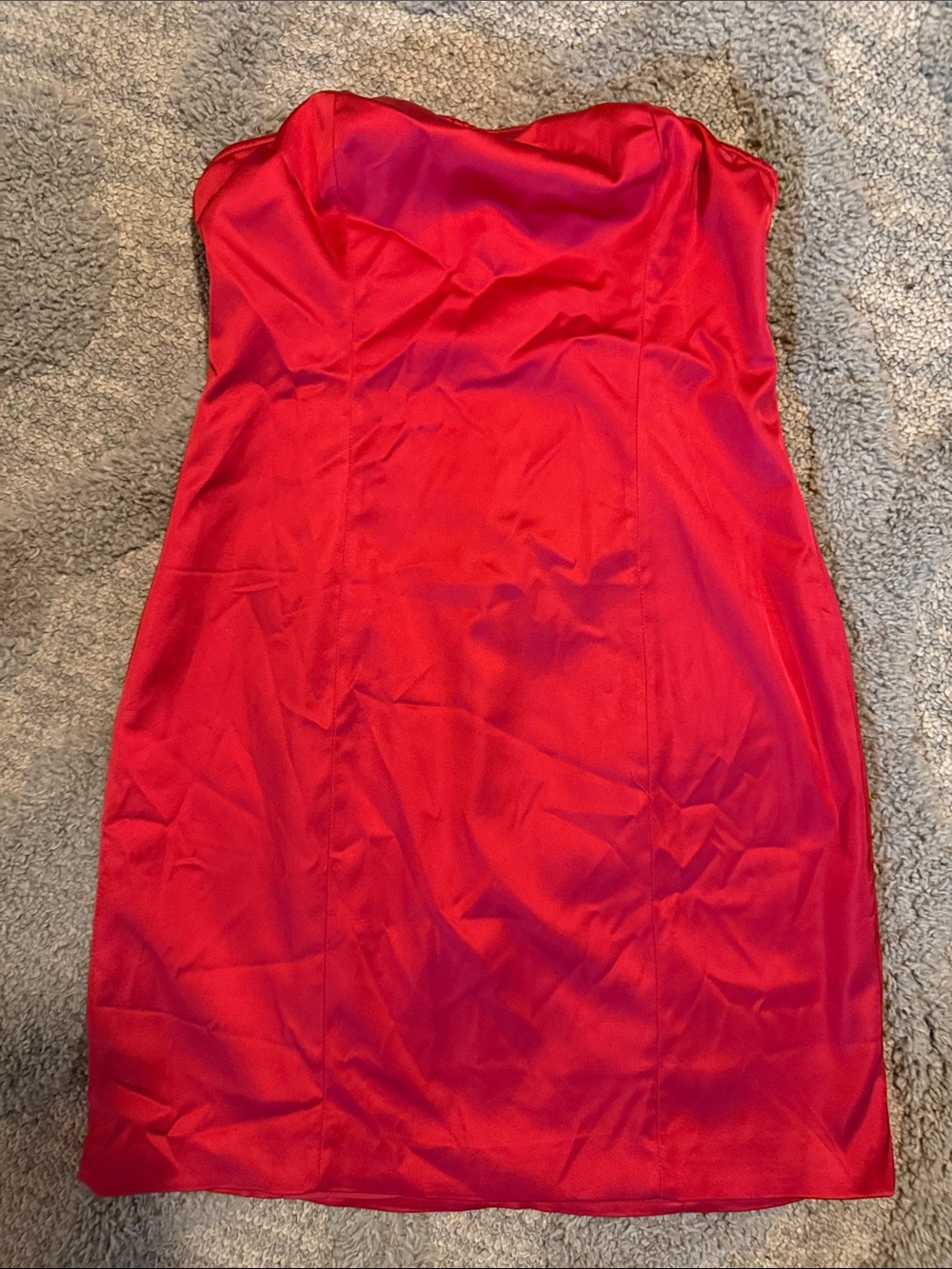 emory park Strapless Satin Dress in Dark Reddish Pink